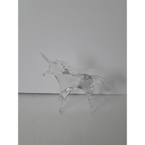 Handmade Clear‎ And Green Glass Horse Trojan-Look 4" Tall